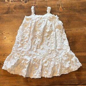 Janie and Jack White Rosette Appliqué Textured Floral Kids Dress